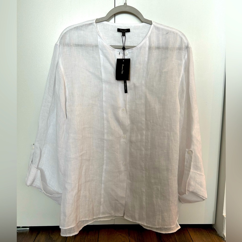 NWT Massimo Dutti Ladies White Linen Shirt